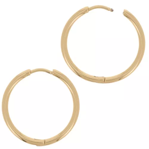 Créoles rondes 24 mm - Fil 2 mm - Acier Inoxydable 304L Doré x2