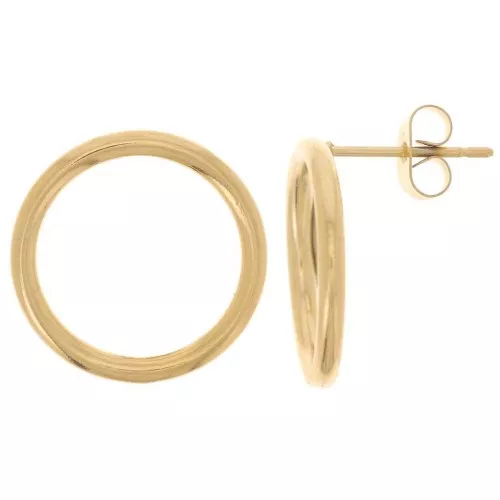 Boucles d'oreilles cercle évidé 18 mm - Acier inoxydable 304L Doré x2