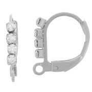 Dormeuses avec strass 14 mm avec anneau ouvert - Acier inoxydable 304L x2