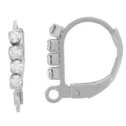 Dormeuses avec strass 14 mm avec anneau ouvert - Acier inoxydable 304L x2
