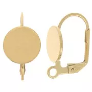 Dormeuses 17 mm pour cabochon 10 mm - Acier inoxydable 304 Doré x2