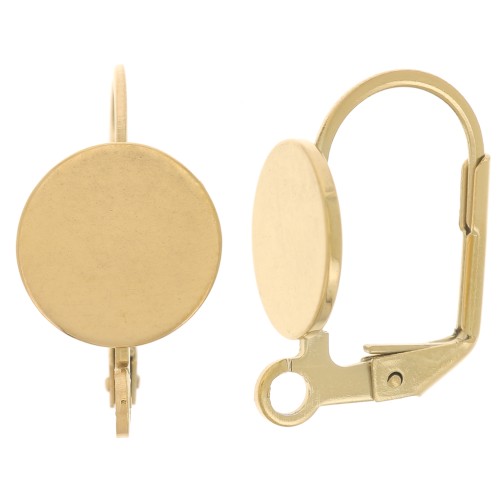 Dormeuses 17 mm pour cabochon 10 mm - Acier inoxydable 304 Doré x2