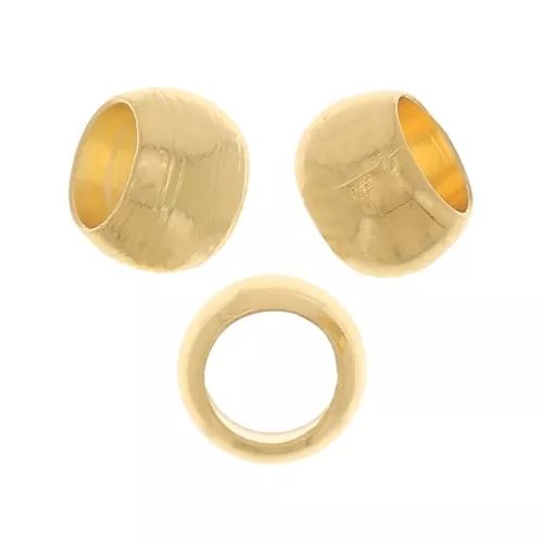 Perles rondes à écraser 4 mm - Doré à l'or fin x25