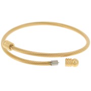 Bracelet jonc torsadé 3.8 mm avec embout dévissable - Acier inox 304 Doré x23.5cm