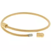 Bracelet jonc torsadé 3.8 mm avec embout dévissable - Acier inox 304 Doré x23.5cm