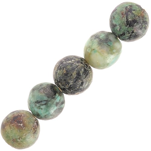 Perles rondes 5 mm pierre gemme - Turquoise Africaine - Jaspe x20