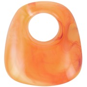 Pendentif trapèze en résine transparente 23x21 mm - Abricot marbré x1