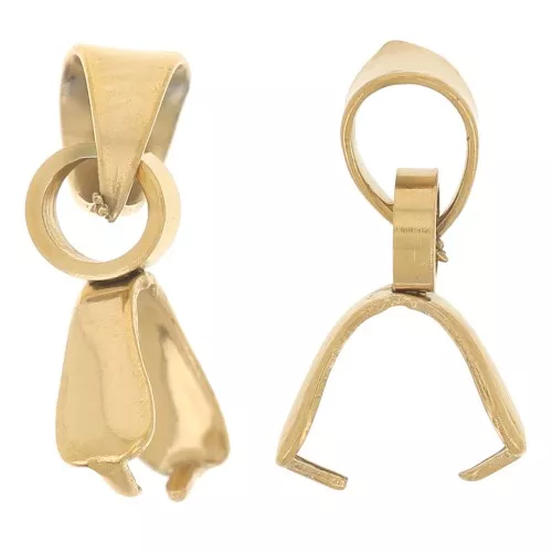 Attaches pendentifs 14 mm - Acier inoxydable 304 Doré x5