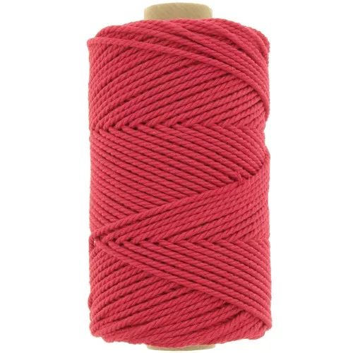 Bobine de cordon en coton pour macramé 2 mm - Rouge x100m