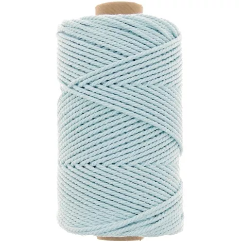 Bobine de cordon en coton pour macramé 2 mm - Celeste x100m