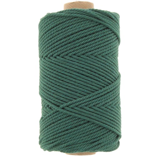Bobine de cordon en coton pour macramé 2 mm - Vert bouteille x100m