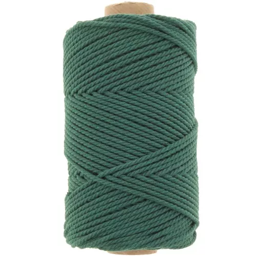 Bobine de cordon en coton pour macramé 2 mm - Vert bouteille x100m