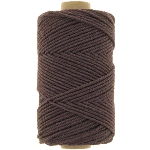 Bobine de cordon en coton pour macramé 2 mm - Chocolat x100m