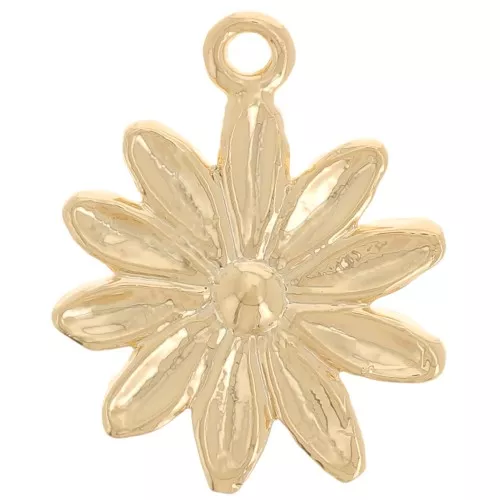 Breloque fleur marguerite 11 mm - Doré à l'or fin x1