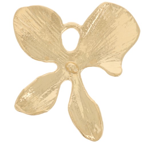 Pendentif intercalaire fleur orchidée texturé 15x13 mm - Doré à l'or fin x1