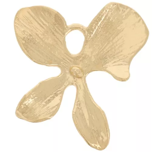 Pendentif intercalaire fleur orchidée texturé 15x13 mm - Doré à l'or fin x1