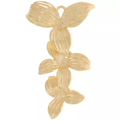 Pendentif intercalaire 3 fleurs texturées 31x19 mm - Doré à l'or fin x1