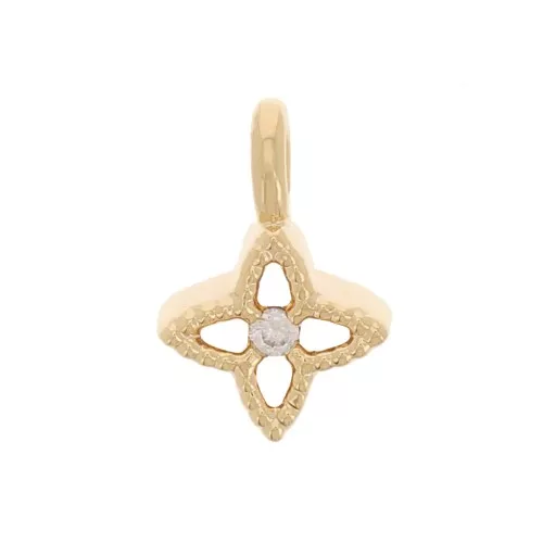 Mini breloque fleur 5 mm avec oxyde de Zirconium - Doré à l'or fin - Crystal x1