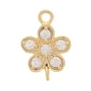 Intercalaire fleur 6 mm avec oxydes de zirconium - Doré à l'or fin x1