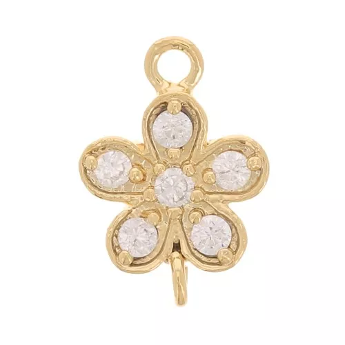 Intercalaire fleur 6 mm avec oxydes de zirconium - Doré à l'or fin x1