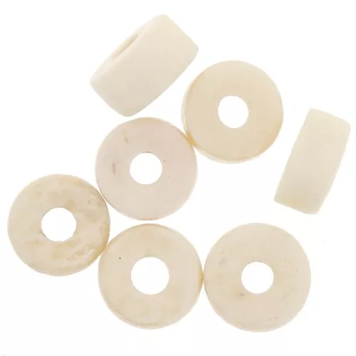 Perles rondelles Heishi en os 6.5x3 mm - Naturel x20