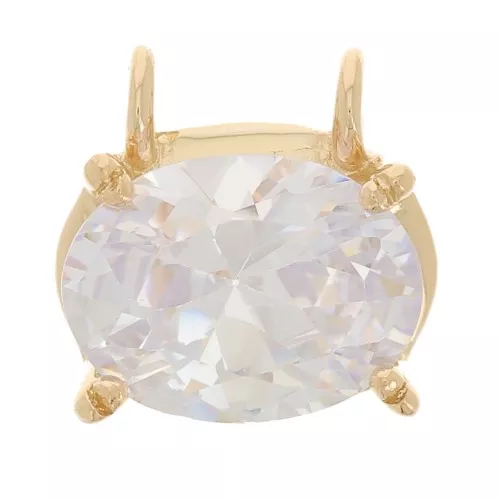 Pendentif ovale avec oxyde de zirconium 8x8.5 mm - Plaqué Or 3 microns - Crystal