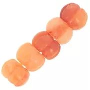 Perle citrouille 13 mm en pierre gemme teintée - Aventurine rouge x1