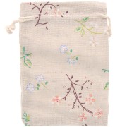 Pochon en polycoton effet jute 95x140 mm motif floral - Beige - Multicolore x1|raw }}