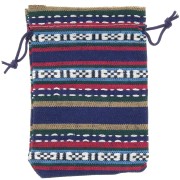 Pochon en toile synthétique effet jute 95x140 mm - motif ethnique - Multicolore x1|raw }}