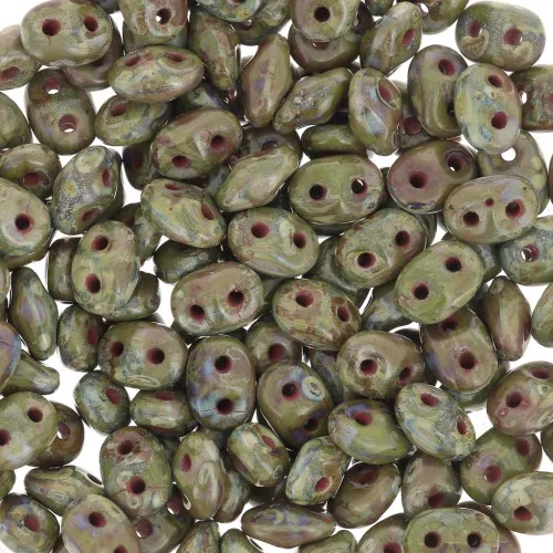 SuperDuo 2.5x5 mm - Opaque Olivine Picasso x10g