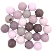 Set de 24 perles rondes en bois gros trou 25 mm pour macramé - Multi-rose