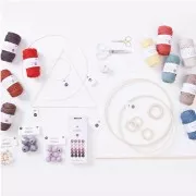 Set de 24 perles rondes en bois gros trou 25 mm pour macramé - Multi-rose