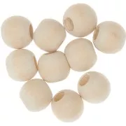Lot De 35 Perles En Bois Naturel 30 Mm - Trou 5 Mm, Pour Bijoux DIY, Déco, Bricolage Créatif