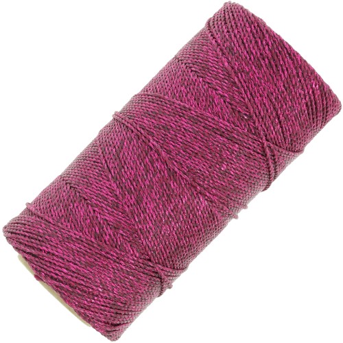 Bobine de fil ciré Linhasita pour micro macramé 1.2 mm Rose foncé métallisé (Pink)
