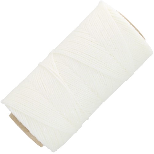 Bobine de fil ciré Linhasita pour micro macramé 1.2 mm Blanc métallisé(Luz Negra)