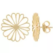 Boucles d'oreilles fleur évidée 20 mm - Doré à l'or fin x2