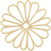 Pendentif fleur évidée 40 mm - Doré à l'or fin x1