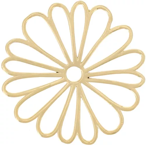 Pendentif fleur évidée 40 mm - Doré à l'or fin x1