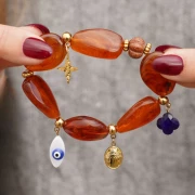 Perles attache breloque 9x6 mm pour cordon 2.5 mm - Acier inoxydable Doré 304L x4