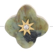 Perle trèfle facettée 13mm en pierre gemme & oxyde zirconium - Turquoise africaine|raw }}