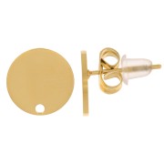 Clous d'oreilles ronds lisses 10 mm - Acier inoxydable 316L - Doré x2