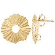 Clous d'oreilles irréguliers ajourés effet plissé 17 mm Acier inox 316L Doré x2|raw }}