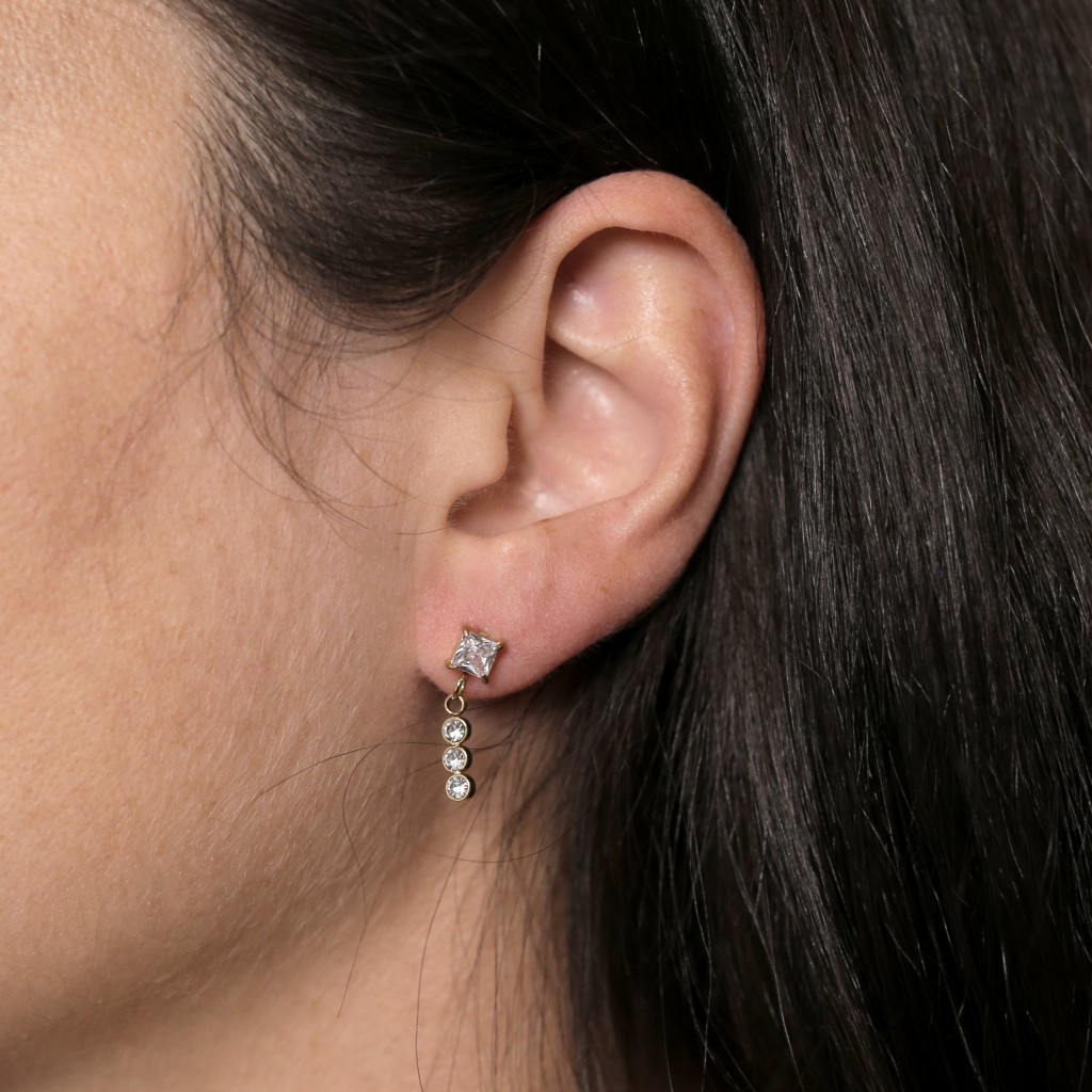 Clous D Oreilles Acier Inoxydable Zircone O4 Mm 223231 main image 1