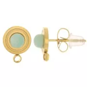 Clous d'oreilles ronds 8 mm pour cabochon 4 mm - Acier inoxydable 316L Doré x2