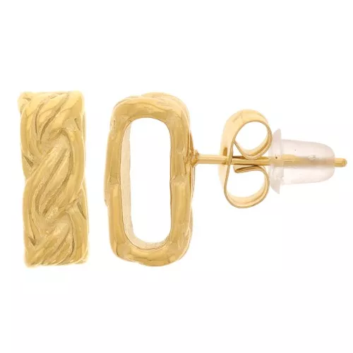 Clous d'oreilles design évidé 12x5 mm effet tressé - Acier inoxydable 304L Doré x2