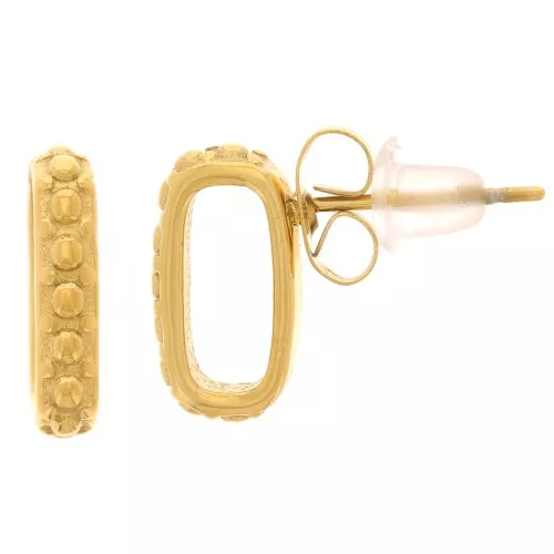 Clous d'oreilles design évidé texturé 12x3 mm - Acier inoxydable 304L Doré x2
