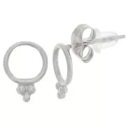 Boucles d'oreilles cercle évidé 8 mm avec petites boules - Acier inox 316L x2
