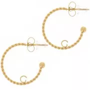 Créoles ouverte torsadées 20 mm avec anneau ouvert - Acier Inoxydable 304L Doré x2