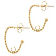 Créoles ovales torsadées 19x15 mm - anneau ouvert - Acier Inoxydable 304L Doré x2|raw }}