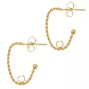 Créoles ovales torsadées 19x15 mm - anneau ouvert - Acier Inoxydable 304L Doré x2